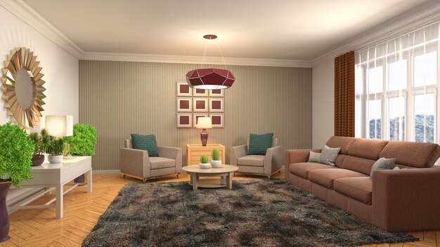 Illustration of the living room interior