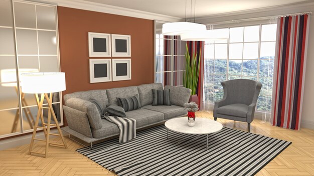 Illustration of the living room interior