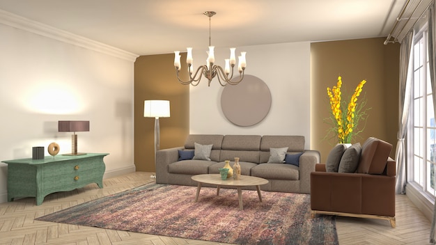 Illustration of the living room interior