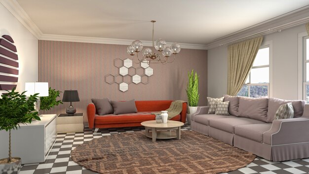 Illustration of the living room interior