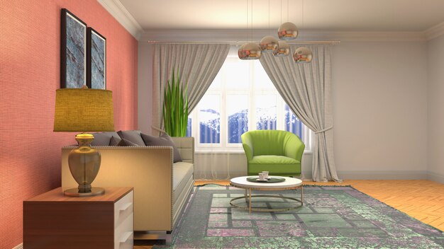 Illustration of the living room interior