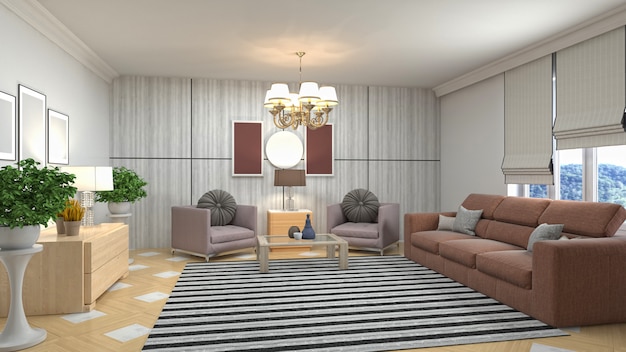 Illustration of the living room interior