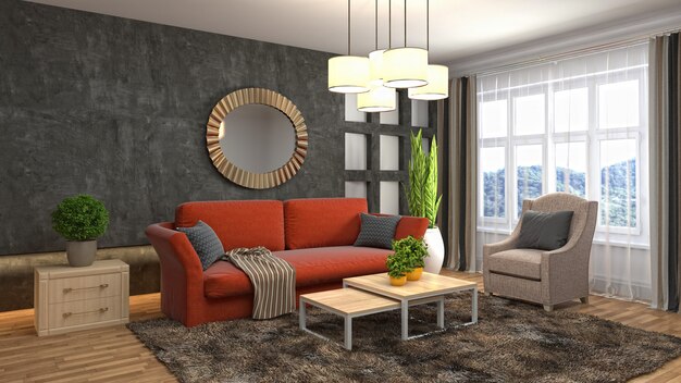 Illustration of the living room interior