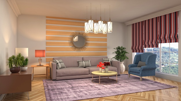 Illustration of the living room interior