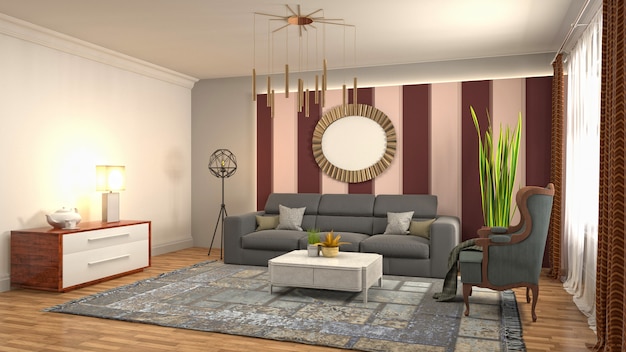 Illustration of the living room interior