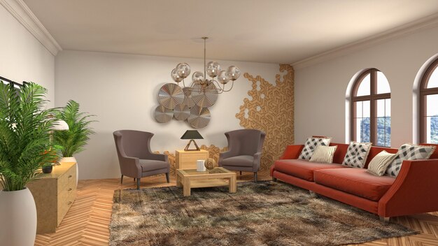 Illustration of the living room interior