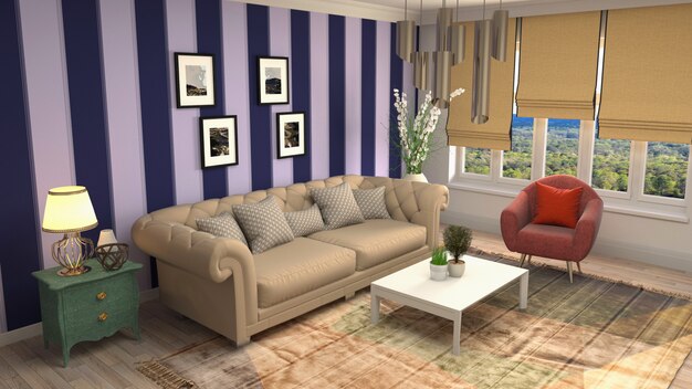 Illustration of the living room interior