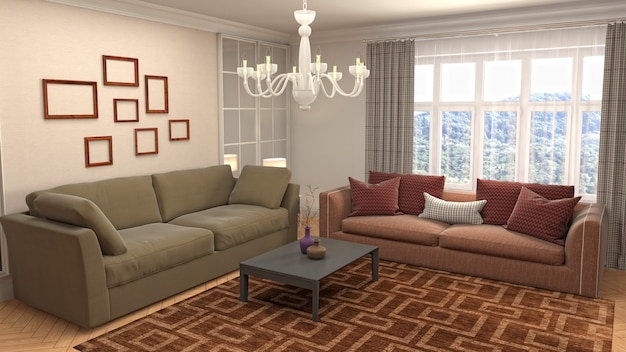 Illustration of the living room interior