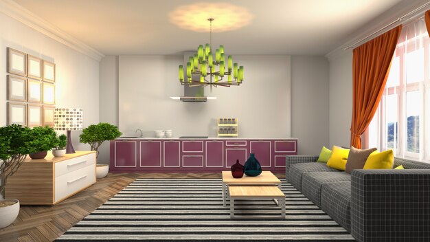 Illustration of the living room interior