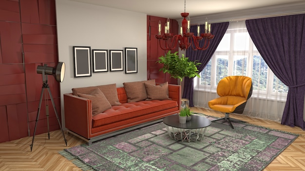 Illustration of the living room interior