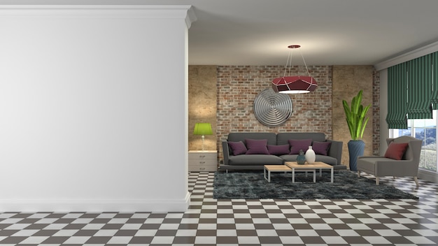 Illustration of the living room interior