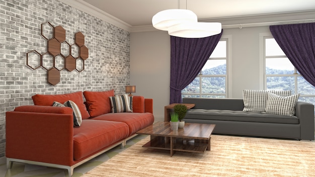 Illustration of the living room interior