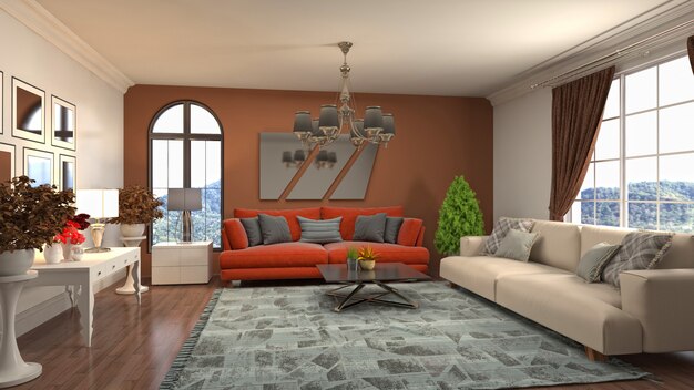 Illustration of the living room interior