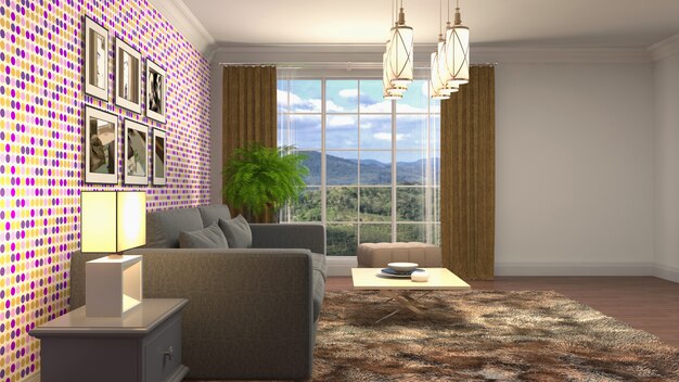 Illustration of the living room interior