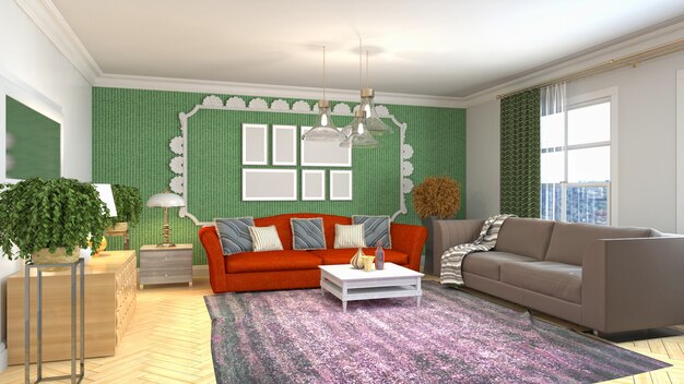 Illustration of the living room interior