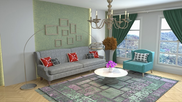 Illustration of the living room interior