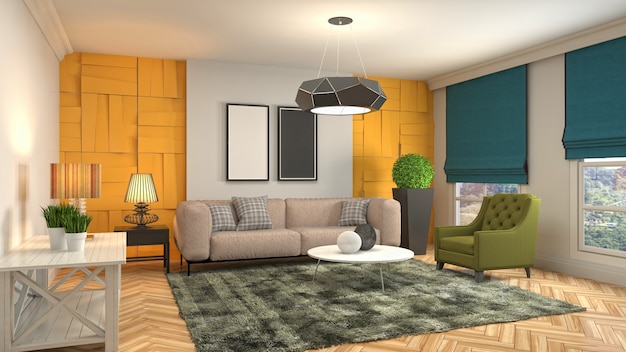 Illustration of the living room interior