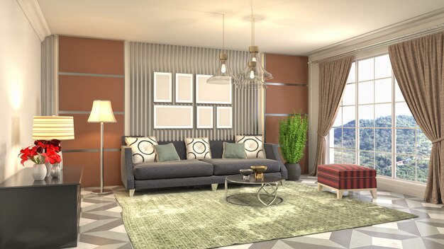 Illustration of the living room interior