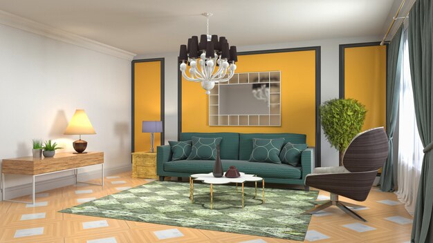 Illustration of the living room interior