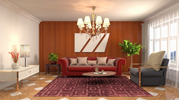 Illustration of the living room interior