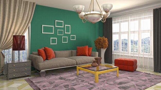 Illustration of the living room interior