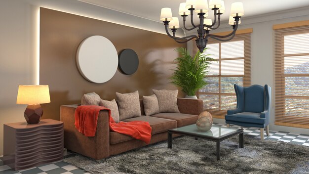 Illustration of the living room interior