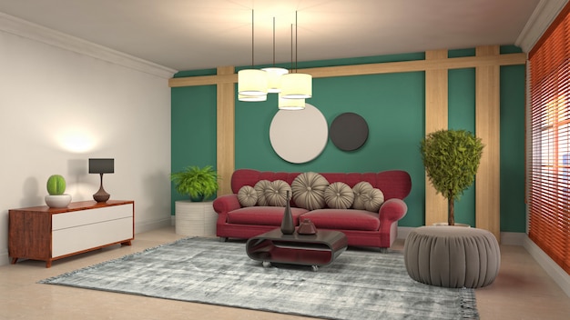 Illustration of the living room interior