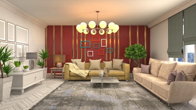 Illustration of the living room interior