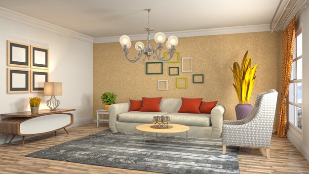 Illustration of the living room interior