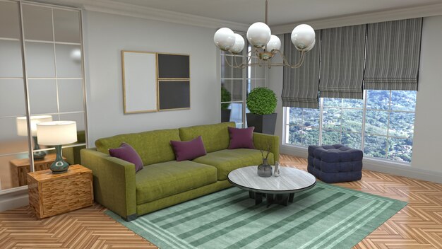 Illustration of the living room interior