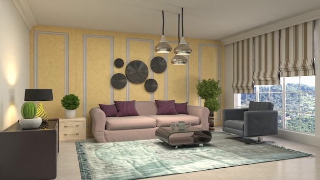 Illustration of the living room interior