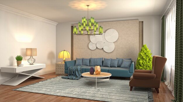 Illustration of the living room interior