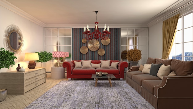 Illustration of the living room interior