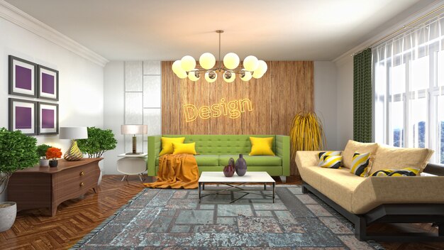 Illustration of the living room interior