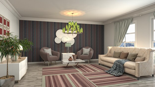 Illustration of the living room interior