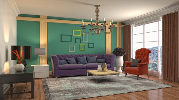 Illustration of the living room interior