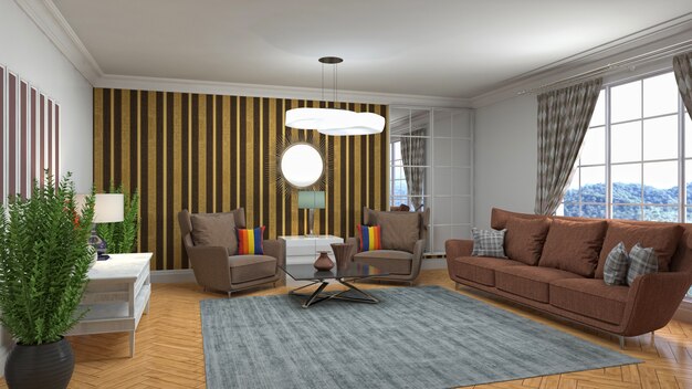 Illustration of the living room interior