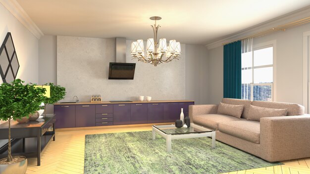 Illustration of the living room interior