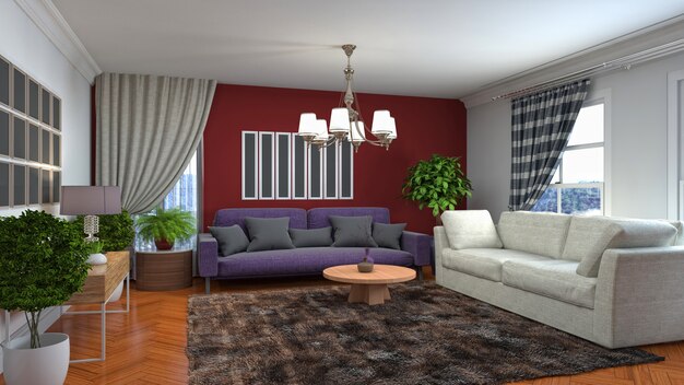 Illustration of the living room interior