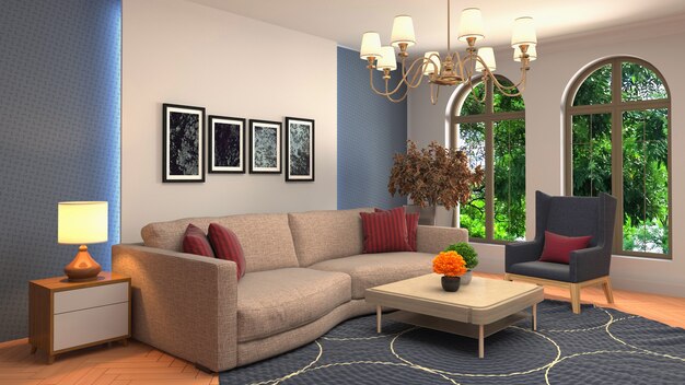 Illustration of the living room interior