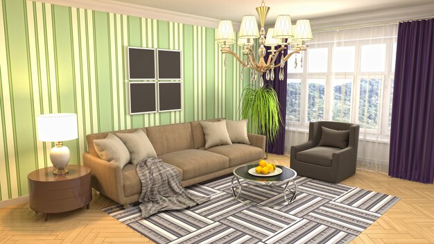 Illustration of the living room interior