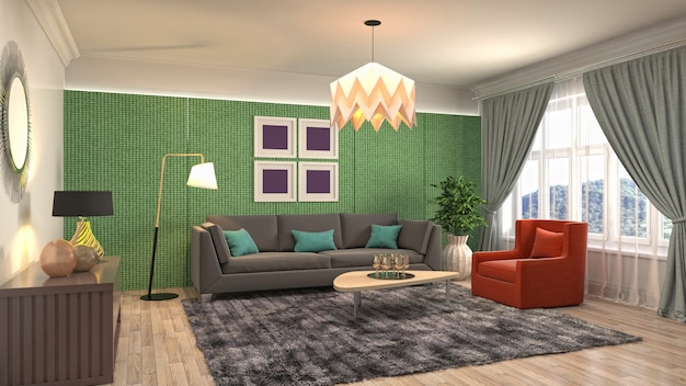 Illustration of the living room interior