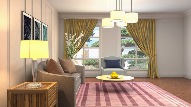 Illustration of the living room interior