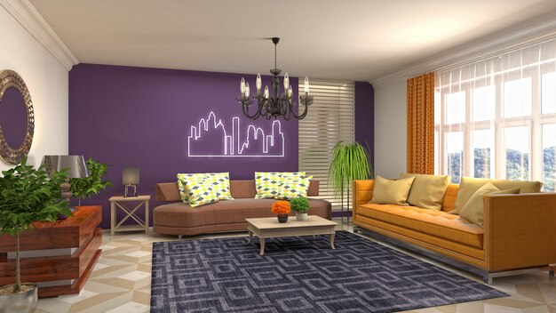 Illustration of the living room interior