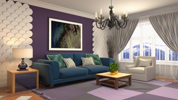 Illustration of the living room interior