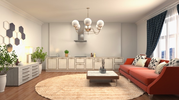 Illustration of the living room interior