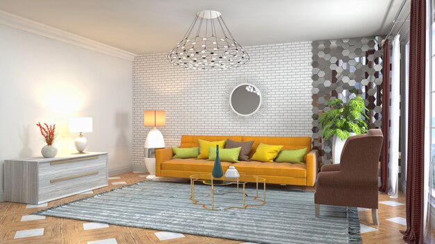 Illustration of the living room interior