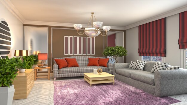 Illustration of the living room interior