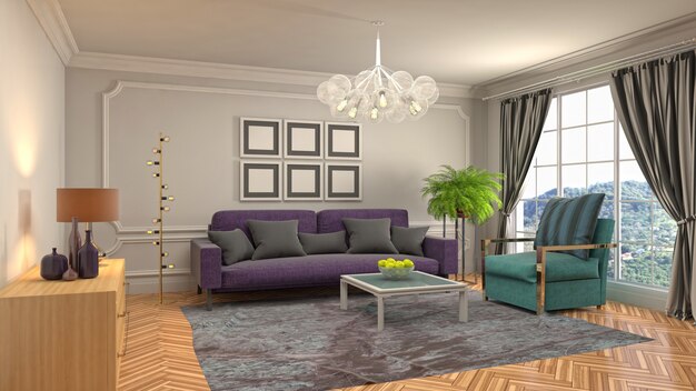 Illustration of the living room interior