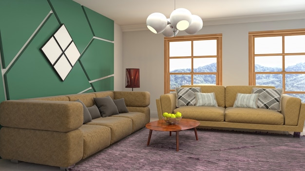 Illustration of the living room interior